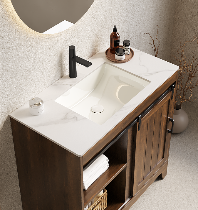 RIKA 36''freedtanding farmhouse style bathroom storage cabinet