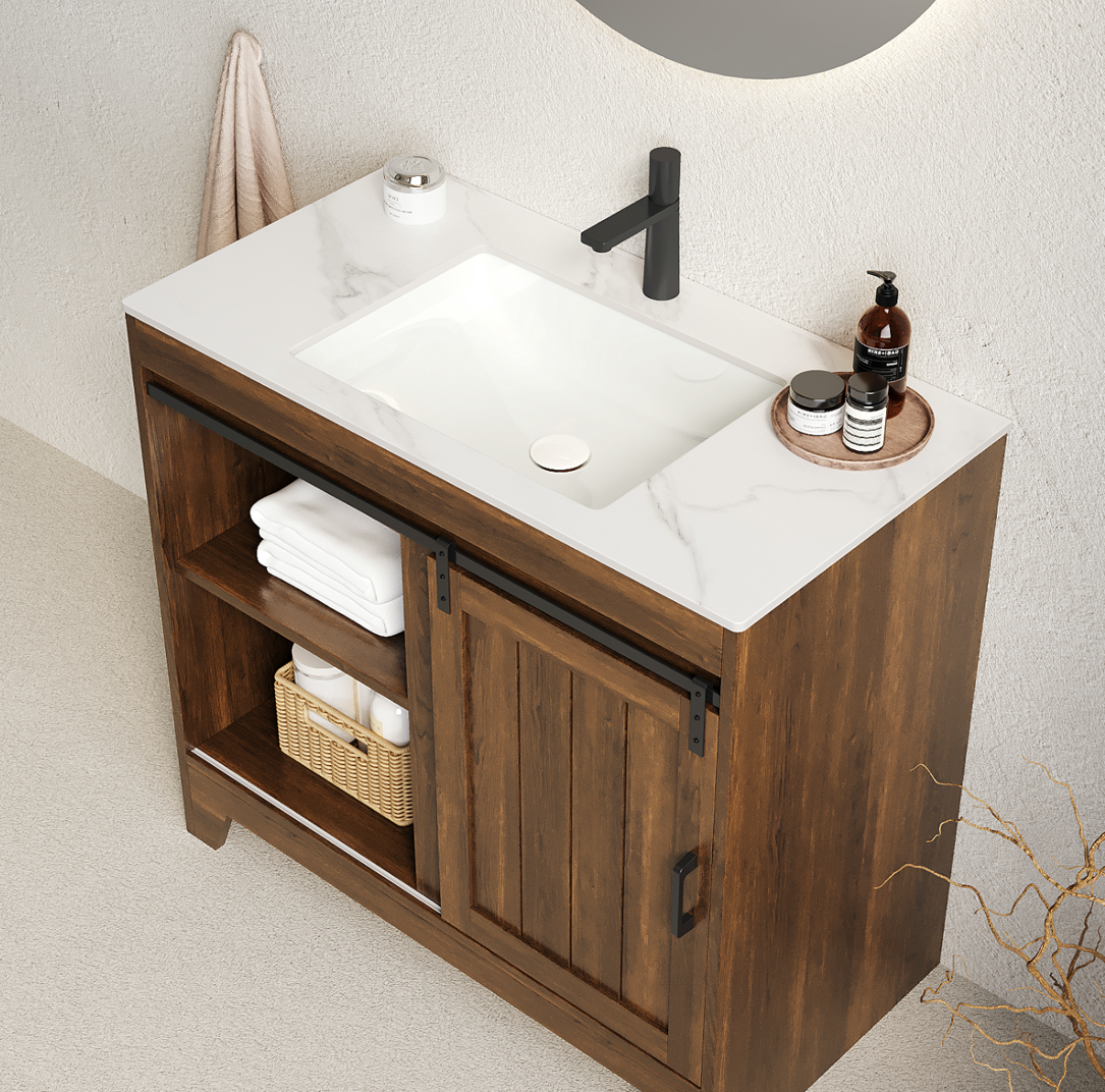 RIKA 36''freedtanding farmhouse style bathroom storage cabinet