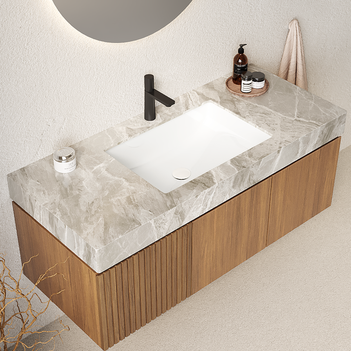 Muri 48"Striped Solid Wood Bathroom Vanity