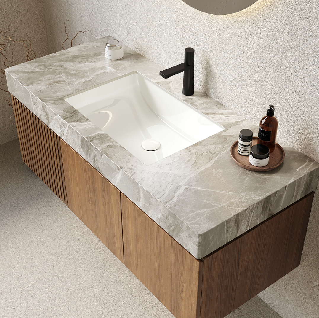 Muri 48"Striped Solid Wood Bathroom Vanity
