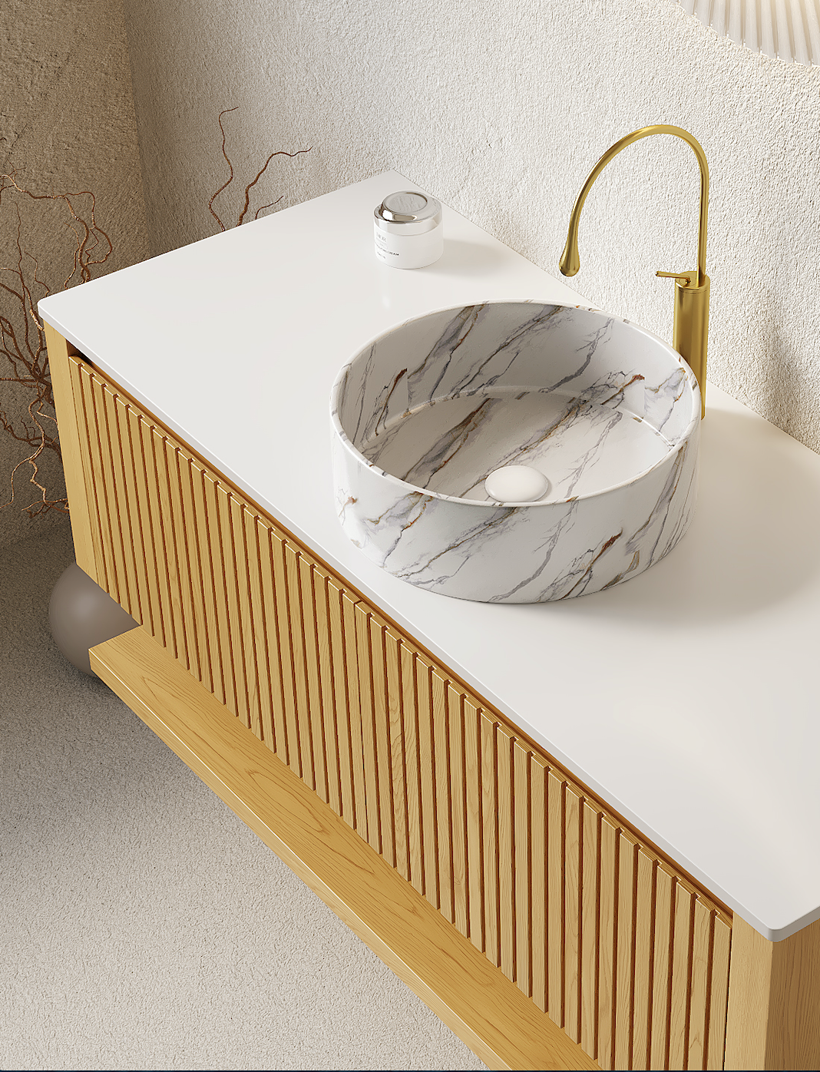 Hizon 48" Striped Solid Wood Bathroom Vanity