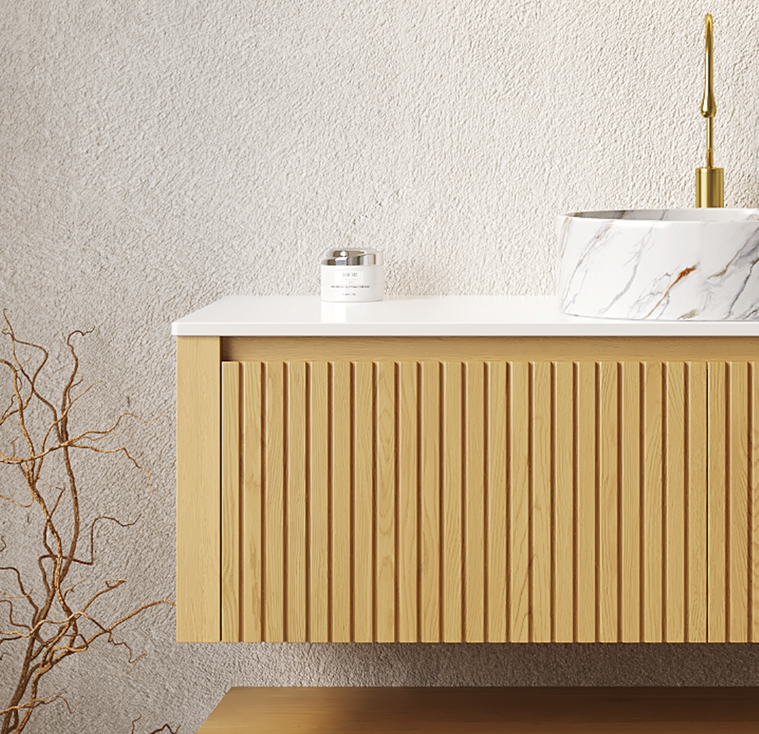 Hizon 48" Striped Solid Wood Bathroom Vanity