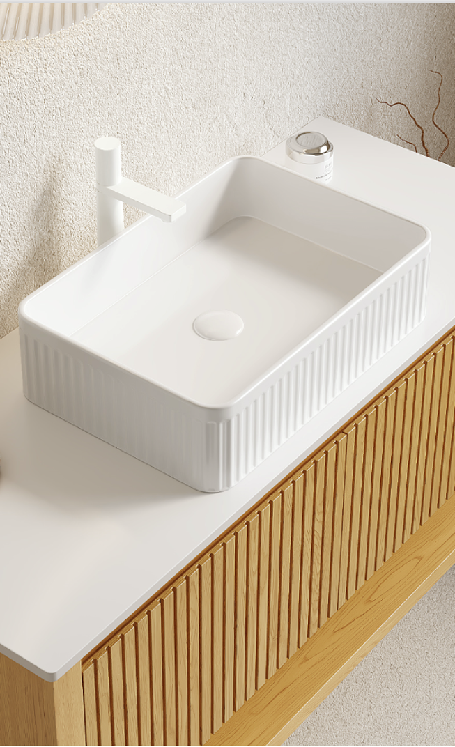 Hizon 48" Striped Solid Wood Bathroom Vanity