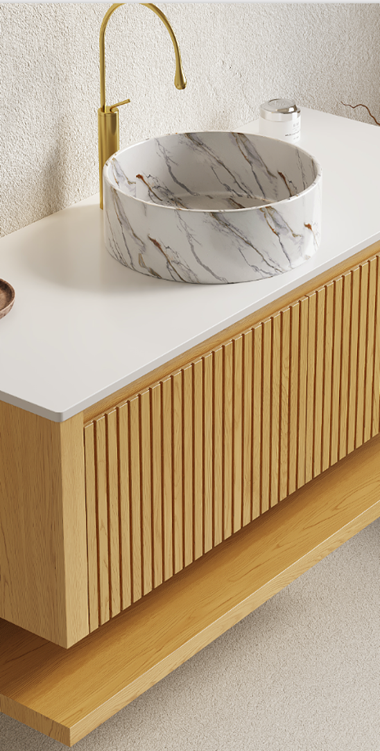 Hizon 48" Striped Solid Wood Bathroom Vanity