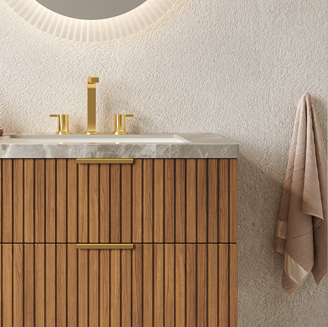 ELIO-Maple 60''striped solid wood bathroom vanity