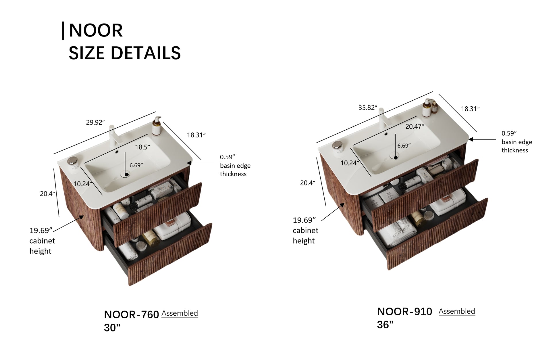 NOOR-Walnut Bathroom Vanity with Sink