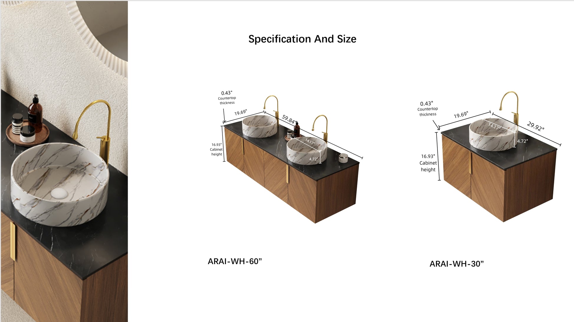 ARAI-Maple bathroom vanity with sink