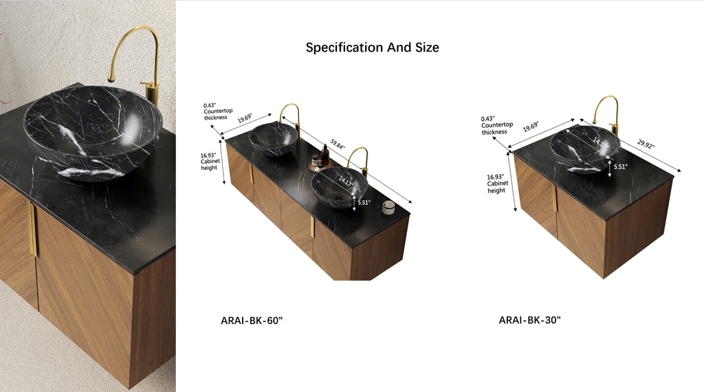 ARAI-Maple bathroom vanity with sink