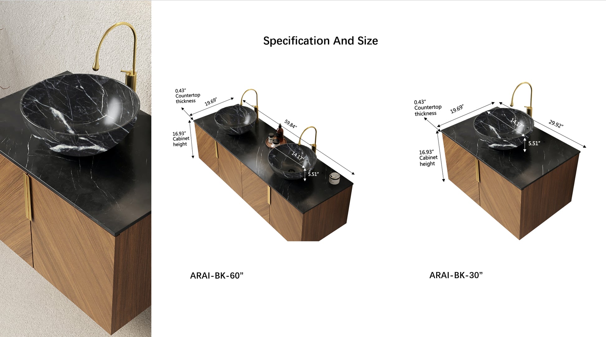 ARAI-Maple bathroom vanity with sink